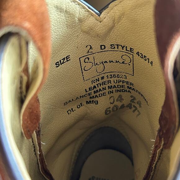 SHYANNE GIRLS' FRINGE SNIP TOE WESTERN BOOTS size 2 brown leather - Picture 6 of 9